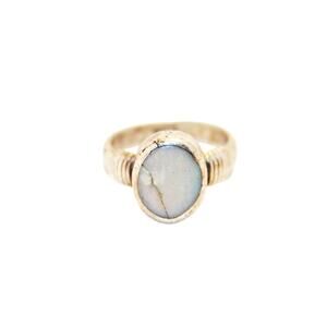 Size 4 - Old White Opal Sterling Silver Ring